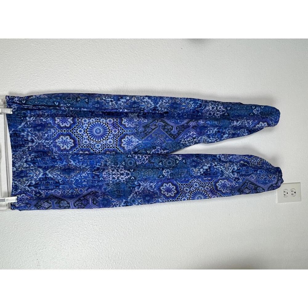 Elie Tahari Heather Balloon Pant w/Bora Bora Multi Blue Print  Size S NWT